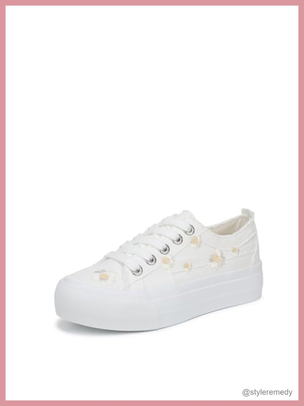 Sadie-Sun Platform Sneakers Low-Top Lace-Up Round Toe Embroidered Floral